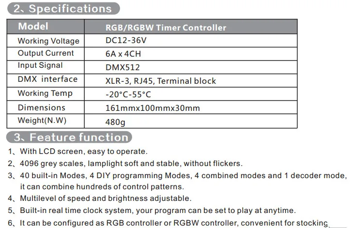 Программируемый DC12V-36V DMX 512 контроллер входного сигнала выход 6A x 4CH RGB/RGBW таймер контроллер для светодиодной ленты