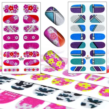 WUF 10 Sets High Quality Foils Decals French Manicure Beauty Makeup Tools Cartoon 3D Nail Art Sticker Patch