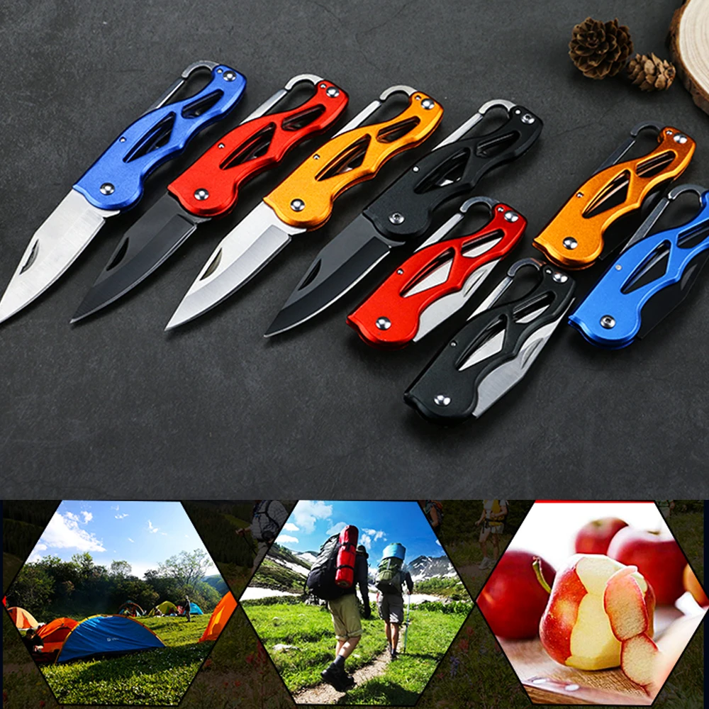 Mini plegable Camping supervivencia doble cuchillo portátil llavero rescate táctico de supervivencia al aire libre herramienta de auto-defensa cuchillo
