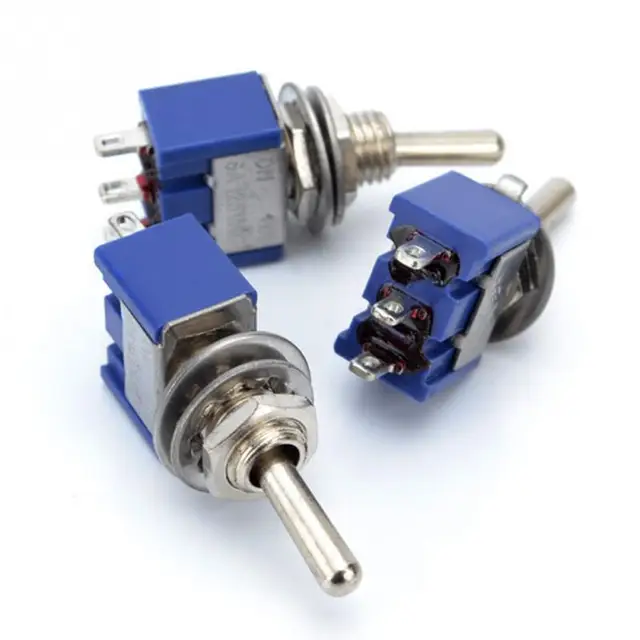 5pcs/set Toggle Switch AC 2 Position 3 Terminals ON/OFF SPDT Dark Blue 6mm