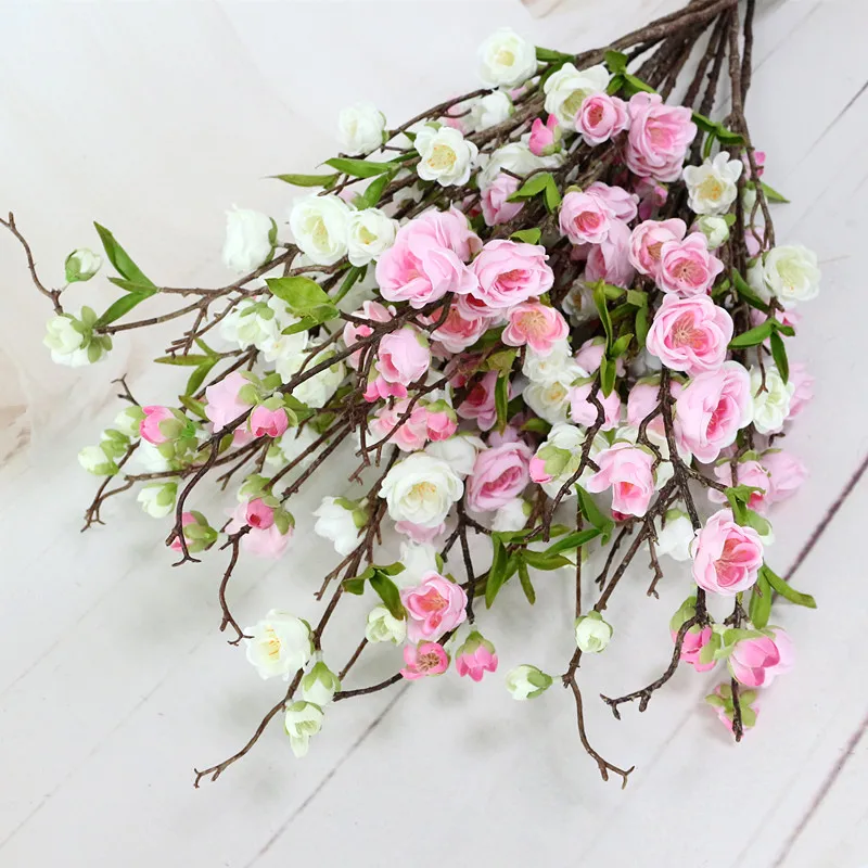 Flone Artificial Cherry Flower Simulation Peach Blossom Silk Flowers Fake Flower Branch Bouquet Wedding Home Party Decor Art (16)
