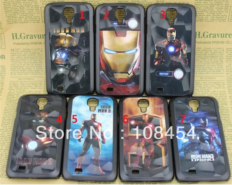 Wholesale 100pcs/lot newest 3D Iron Man Hard Back Case for Samsung Galaxy S4 i9500 Free Shipping |