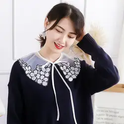 Женский накладной воротник цветок Винтаж Съемная рубашки с закатывающимися рукавами для соответствия свитер JL