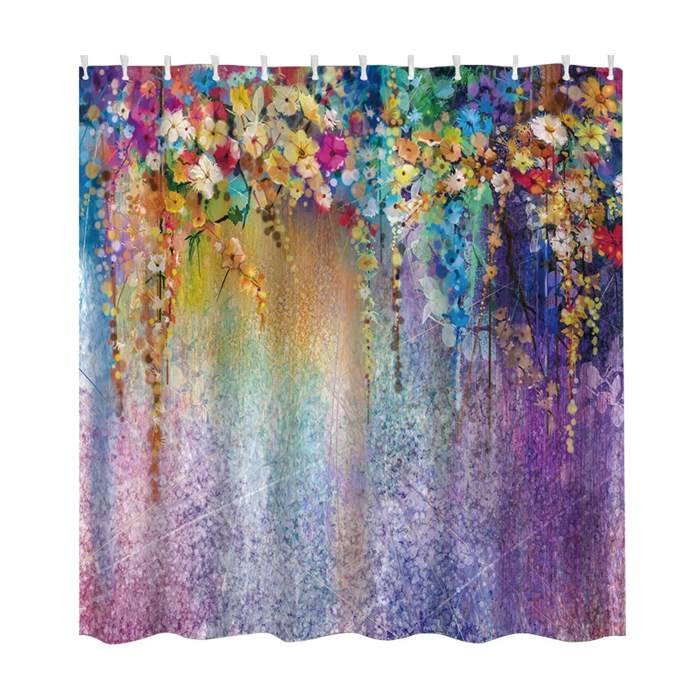Waterproof Rainbow Shower Curtain 12 Hooks Bathroom Custom Woman Shower