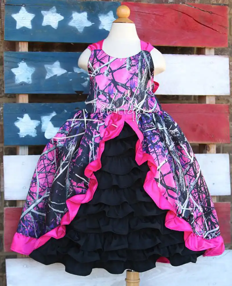 purple and black flower girl dresses