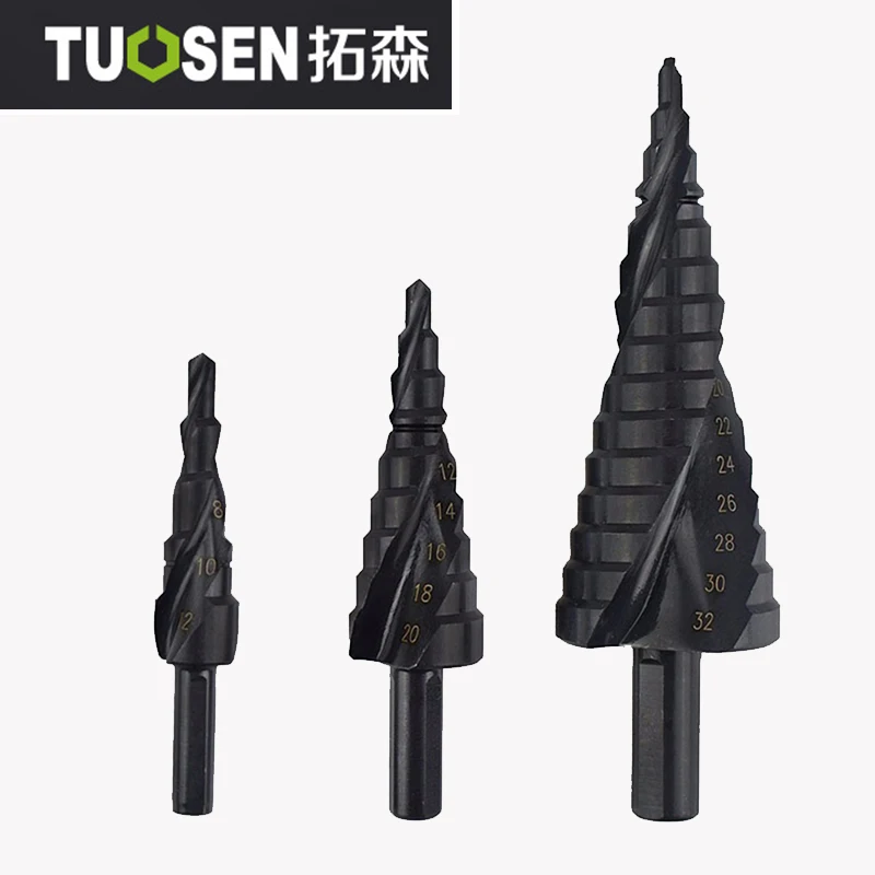 3pcs HSS Cobalt Step Drills 4 32MM Nitrogen High Speed Steel Spiral for