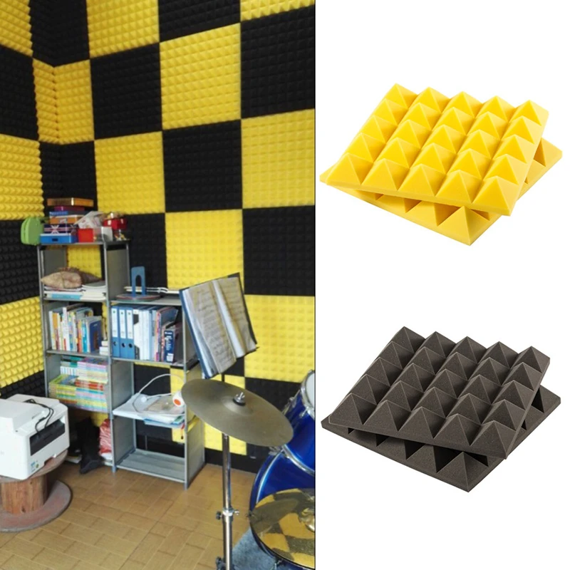 Goedkoop 30x30 cm Dikke 5 cm Akoestische Panelen Geluidsisolatie Studio Schuim Behandeling Geluid Proofing Zwart Geluidsisolatie Muurstickers
