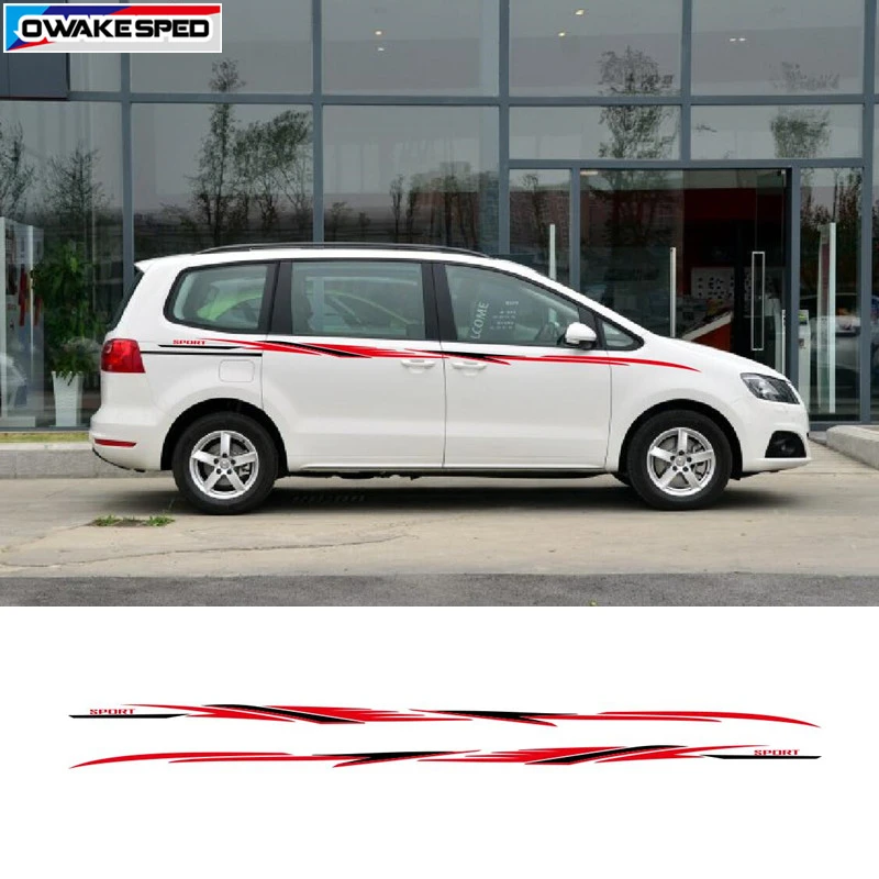 

Racing Sport Stripes Car Stickers Body Waist Lines Stripes Auto Customized Sticker For Toyota Previa Alphard Seat Alhambra