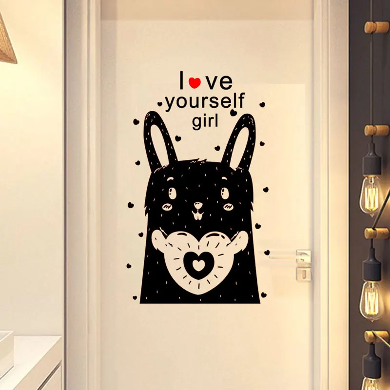 Мультфильм Love Yourself девушка детские наклейки на стены для детей комнаты украшения