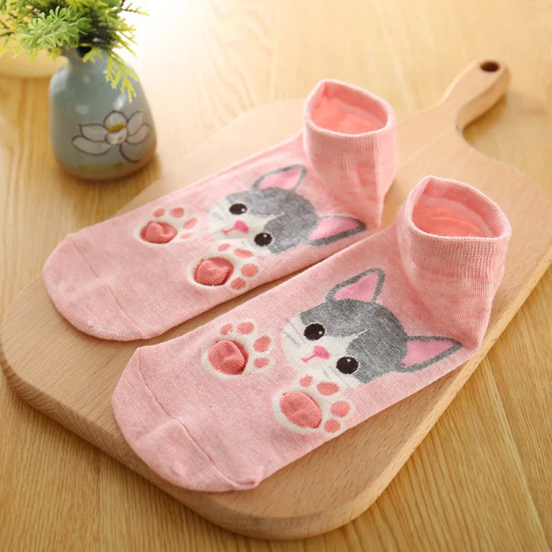5 пар/лот носки с животными короткие Лодка 3D кошка когти мультфильм милые женские