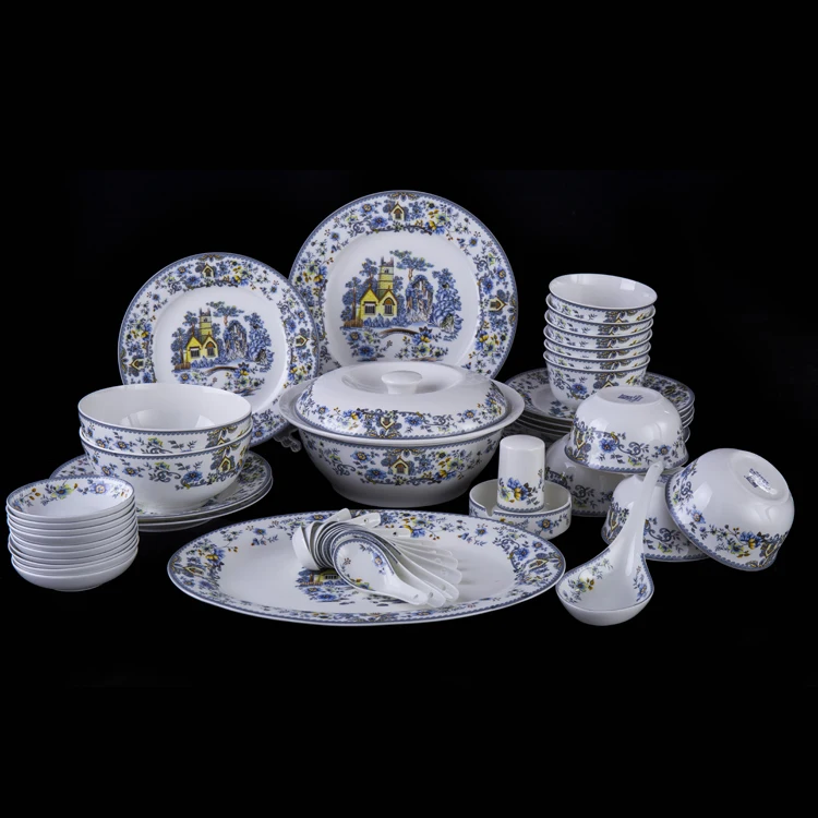 

Jingdezhen ceramic tableware bowl set 56 bowl dishes porcelain tableware tableware set