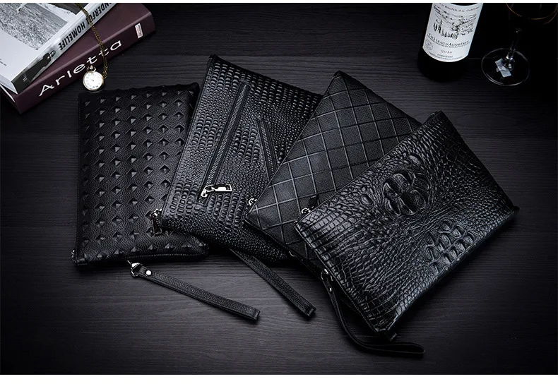 Новые мужские сумки из натуральной кожи черного цвета большой чехол модные портфели может держать IPAD