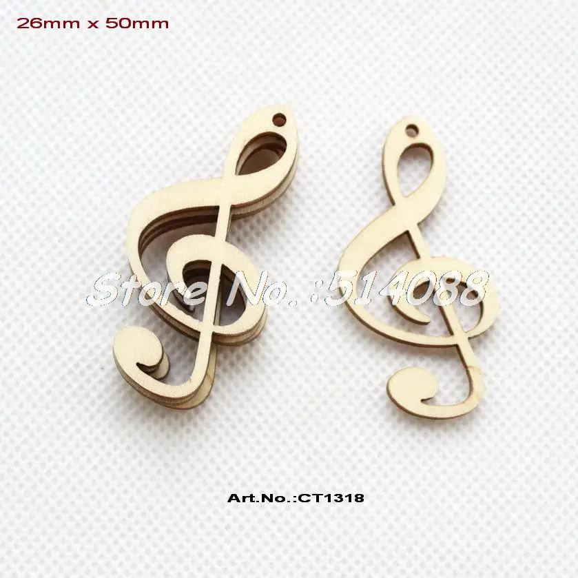 buy (60pcs lot) 50m Blank Natural Wooden Music Key Sol Rustic Ornaments 2\