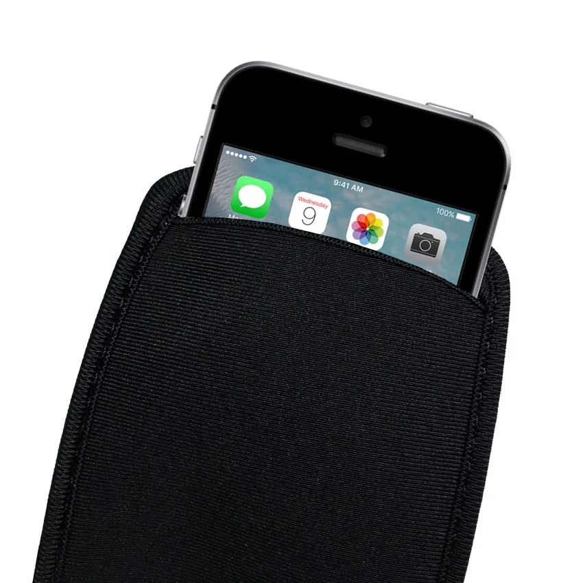 Black Soft Flexible Neoprene Protective Pouch Bag for iPhone SE 5 5S 5C