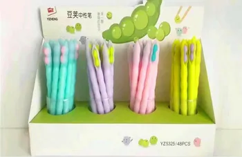 

korea fresh color beans gel pen cartoon stationery prize gift kawaii office writing student pen black ink pen ink pen 48pc/lot