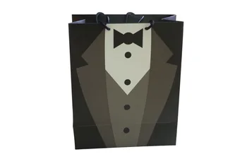 

500pcs High grade black and white groom tuxedo paper handbag portable gift bag wen6441