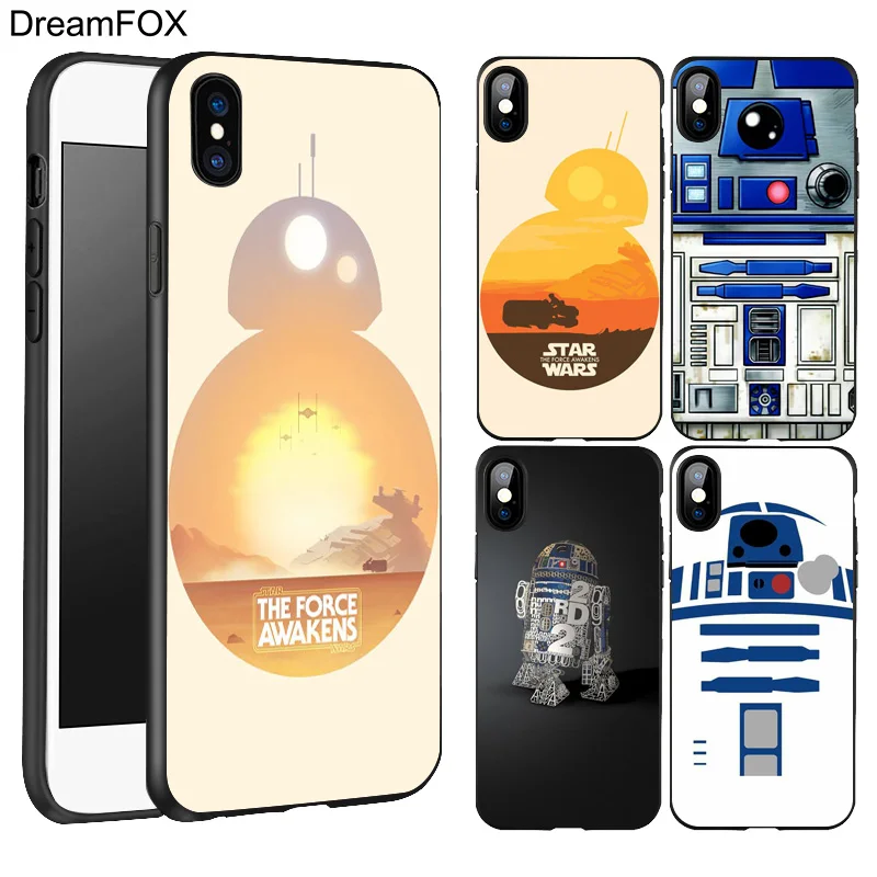 

DREAMFOX L245 Star Wars R2d2 Black Soft TPU Silicone Case Cover For Apple iPhone XR XS Max X 8 7 6 6S Plus 5 5S 5G SE