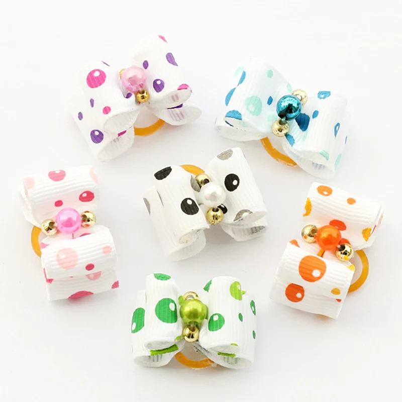 

Handmade Dog Accessories Multicolor Pearl Core Ribbon Bow DB149. Bow Tie Dog, Dog Supplies, Free Shipping.