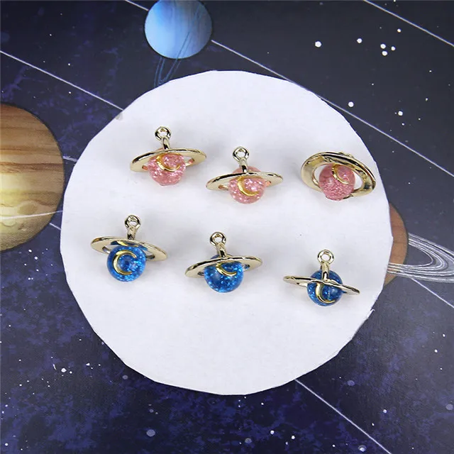 

10pcs korea universe planet pendant earrings for women girls necklace bracelet accessories material diy handmade ear jewelry