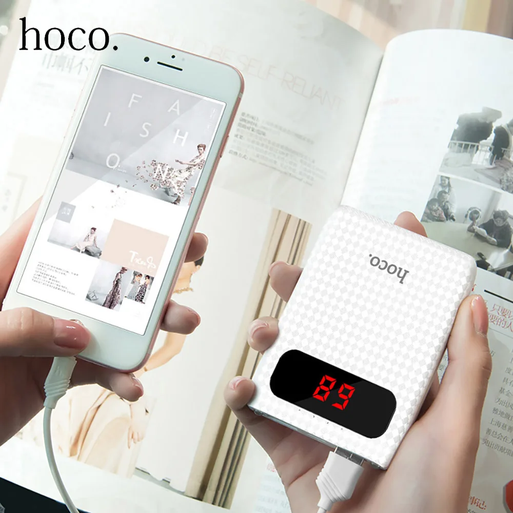 HOCO power Bank 10000 мАч Внешний аккумулятор 18650 портативный мобильный Быстрый двойной USB банк питания для iPhone 7 8 для Xiaomi samsung Tablet