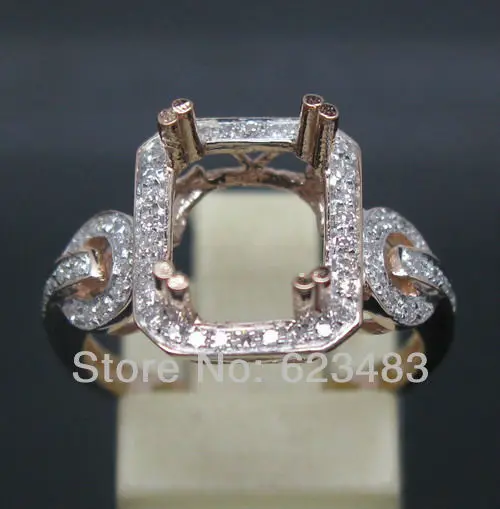 

Emerald Cut 8x10mm Solid 14Kt White Gold Natural Diamond Semi Mount Ring