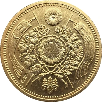 

Japan 10 Yen - Meiji 10 years coin copy 29.42mm Gold plated