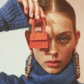 

2019 New Woman Orange Color Mini Bag Hanging Decoration Bag Accessories Simple Hand-stitched Bag Ornament All Match Sac A Main