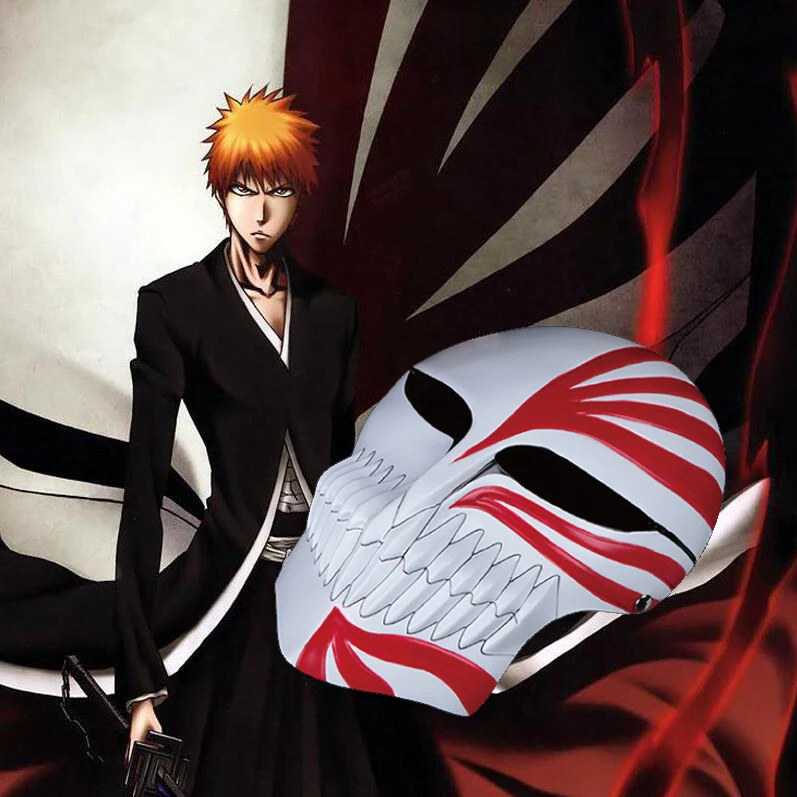

Anime Cosplay Mask Bleach Kurosaki Ichigo Props Japanese Collections Ghost Horror Scary Masks Halloween