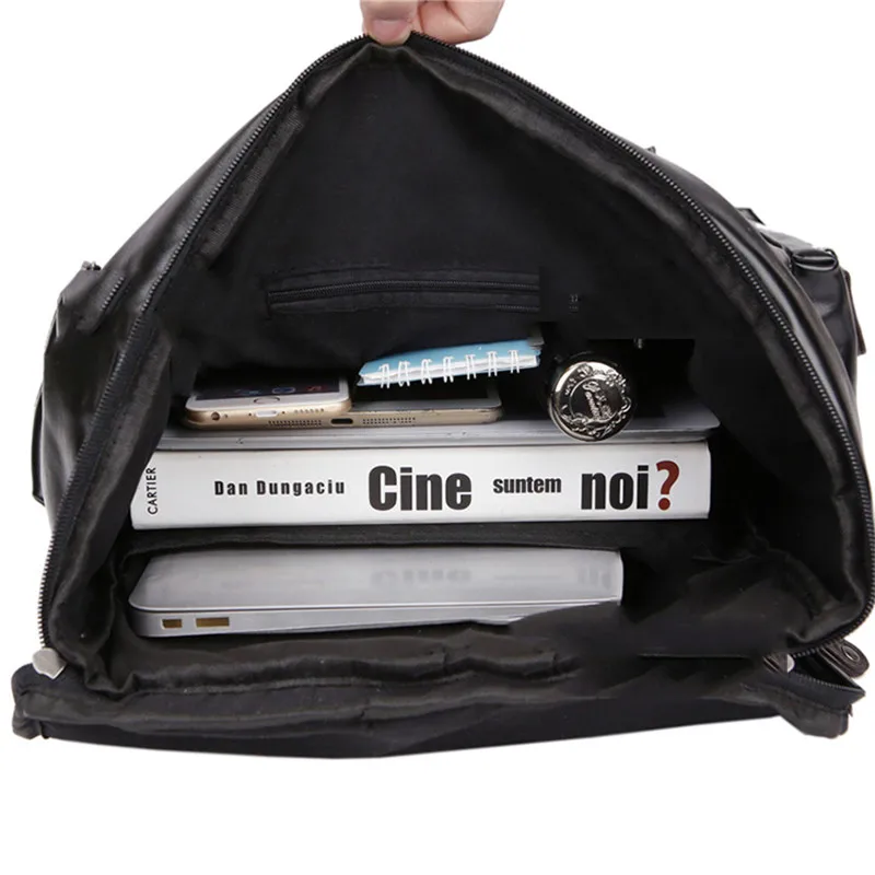 New Pu Leather Backpacks Fashion Vintage Notebook Laptop Backpack Male Large Capacity Backpacks for Men and Women Casual Bags 3