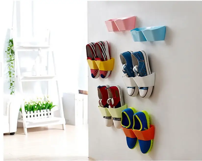 

Fashion three-dimensional wall hung shoe shelf rack storage Candy color paste home furniture cabinet DIY bathroom