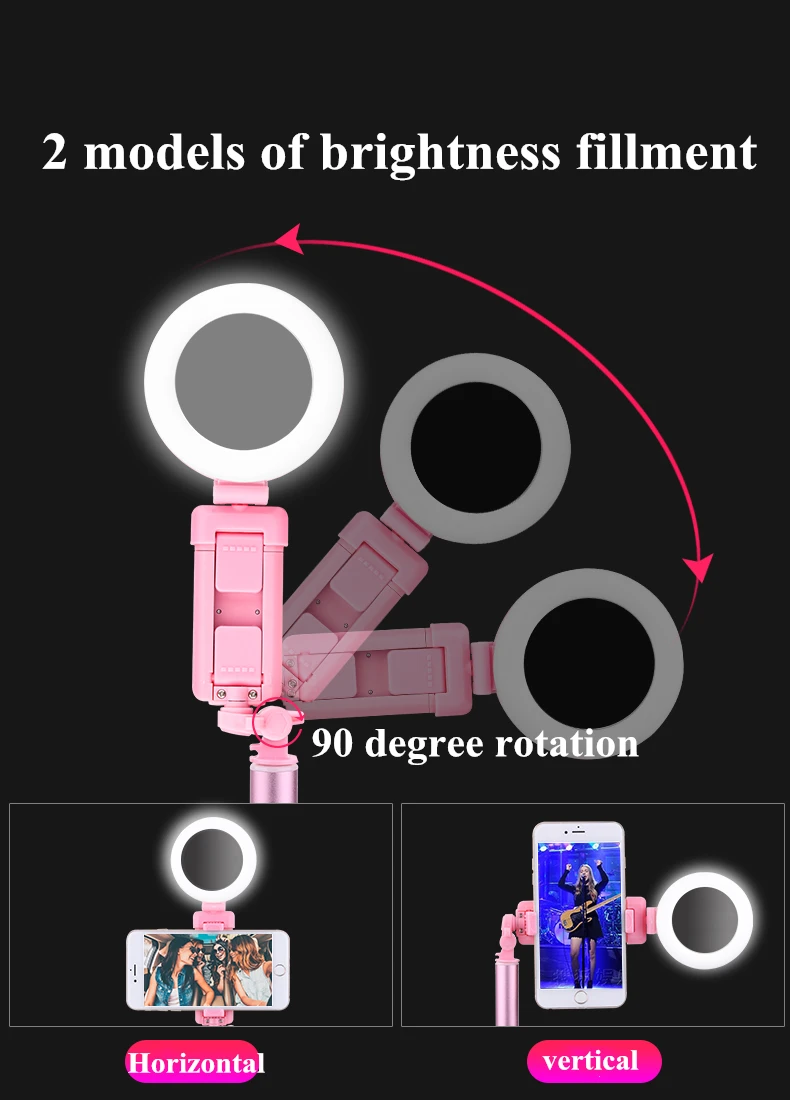 1,2 м 1,7 м Выдвижной Штатив селфи-палка светодиодный светильник-кольцо 4 в 1 с моноподом крепление для телефона для iPhone Android смартфонов