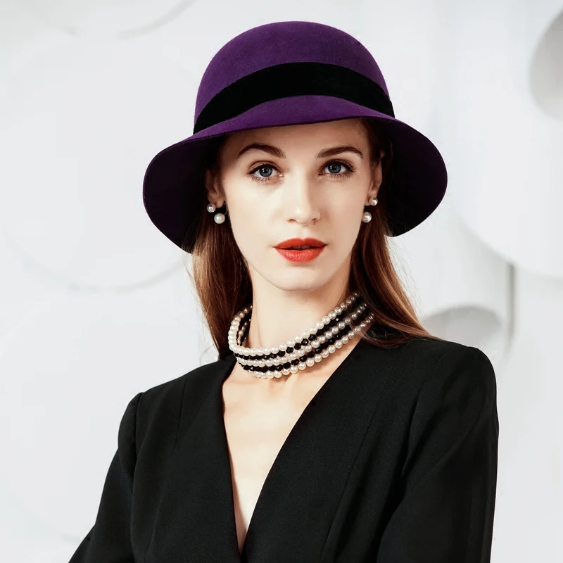 Women Wool hat Autumn Winter Noble European American Elegant Girls