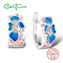 SANTUZZA серебряные серьги для женщин 925 пробы серебряные серьги-гвоздики с камнями Кубический Цирконий brincos Ювелирные изделия с эмалью