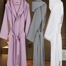 Хлопковый Халат, мужской Халат с капюшоном, Женский Длинный мягкий теплый халат, Свадебный халат подружки невесты, белый/серый цвет, длина до колена, роскошный