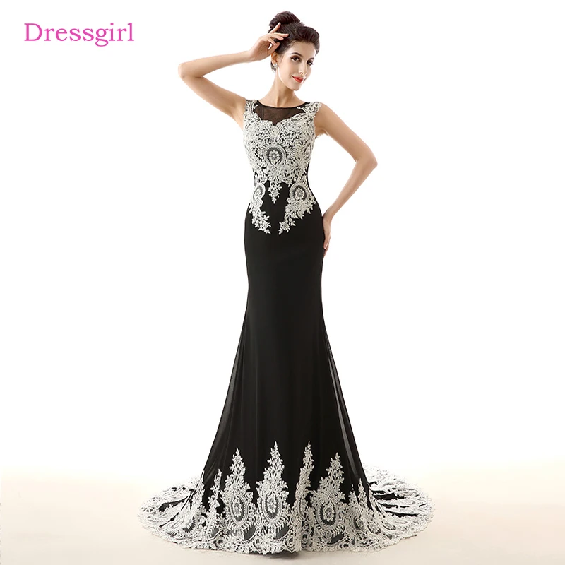 #^Special Price Zwart Avondjurken 2019 Mermaid Kapmouwtjes Chiffon Applicaties See Through Vrouwen Lange Avondjurk Prom Dress Robe De Soiree