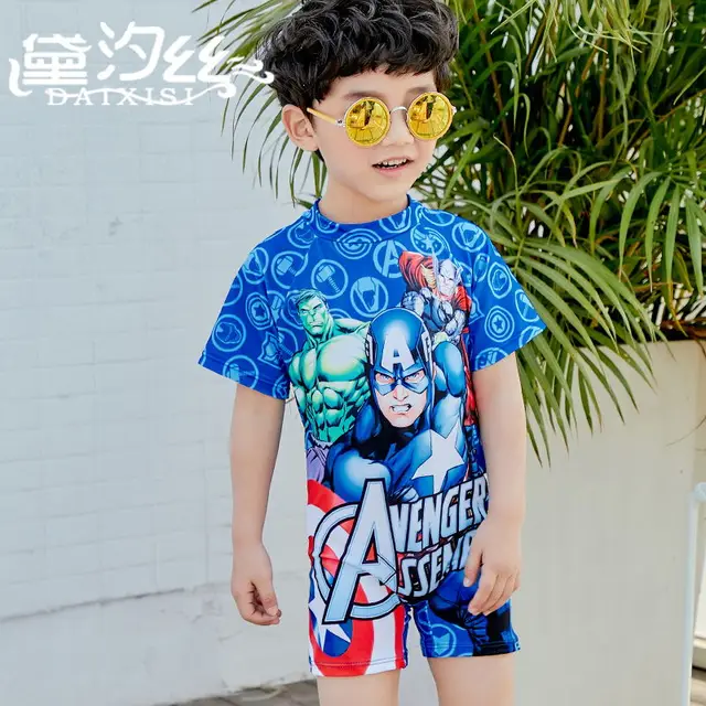 Best Price New Boys Swimwear Children's One Piece Swimsuit Bathing Suits Kids Post zipper Short Sleeves Swim suit High Neck surfing suit