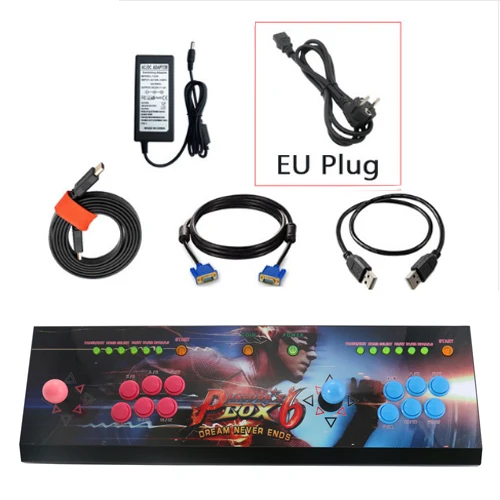 Бытовой Pandora's Box 6 аркадный джойстик игровая консоль, HD VGA выход JAMMA мульти игры 1300 в 1 игровой автомат - Цвет: Коричневый