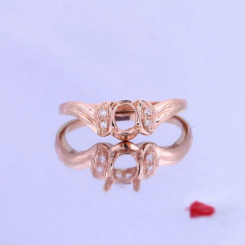 

SI/H Natural Diamonds Solid 14k Rose Gold Ring 4.5x5.5mm Oval Cut Semi Mount Jewelry Setting