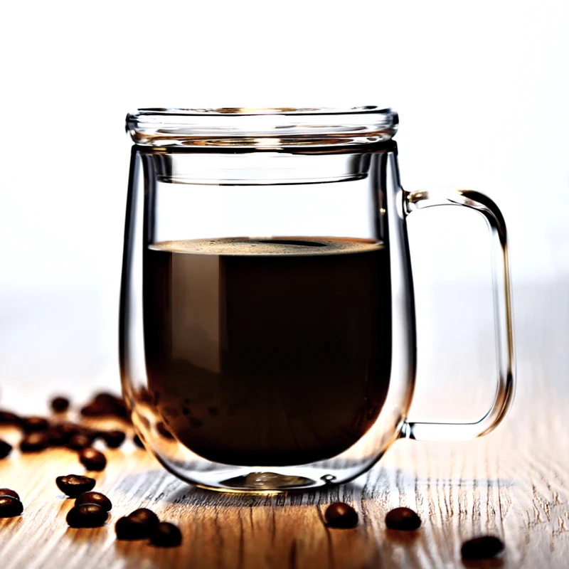 250 мл стеклянная чашка с двойными стенками кофейная кружка двойное стекло с изоляцией кружка чайная чашка термостойкая молочная кофейная чайная кружка с крышкой посуда для напитков