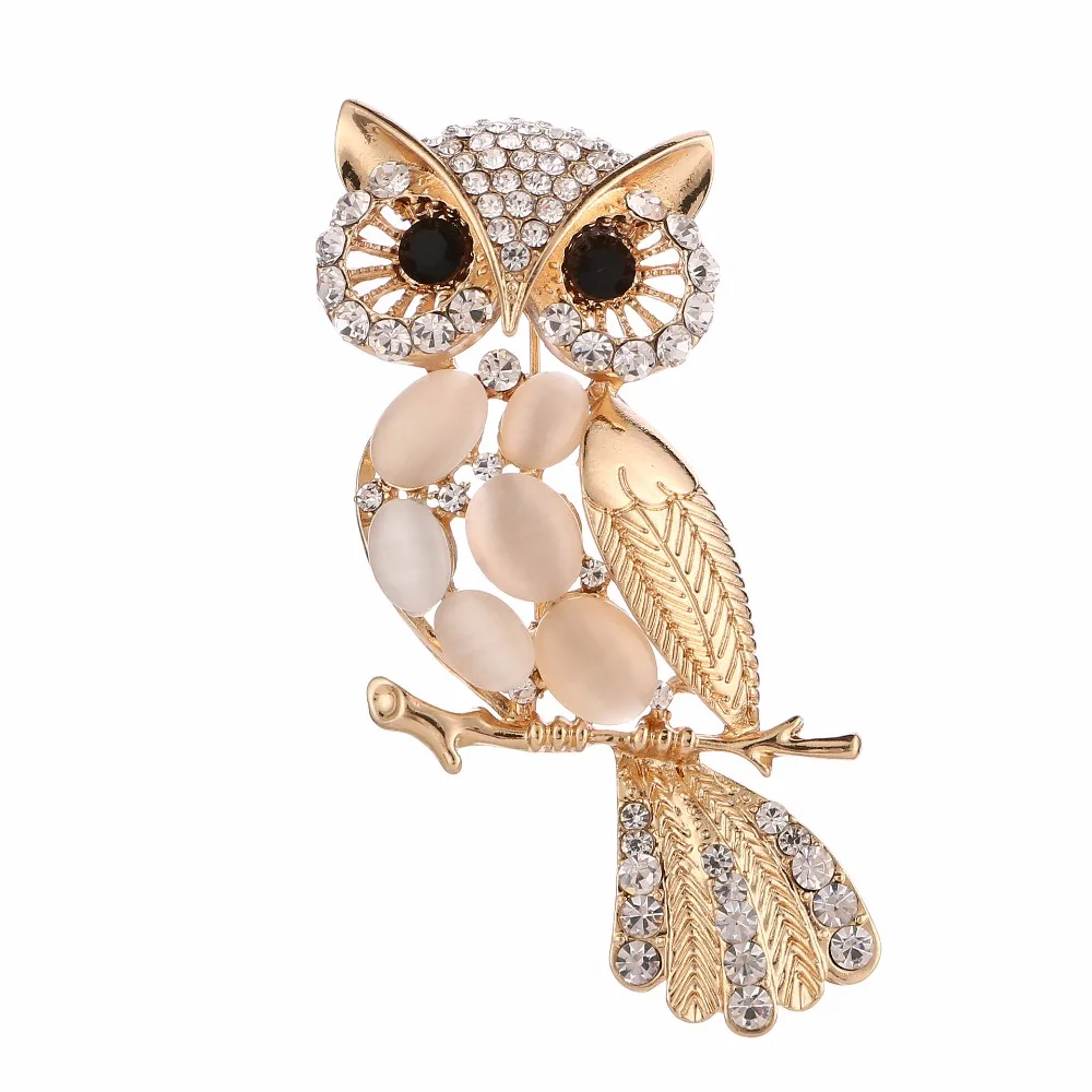 High Quality Lifelike Wing Owl Brooch Cute Owl Crystal Brooch Owl
