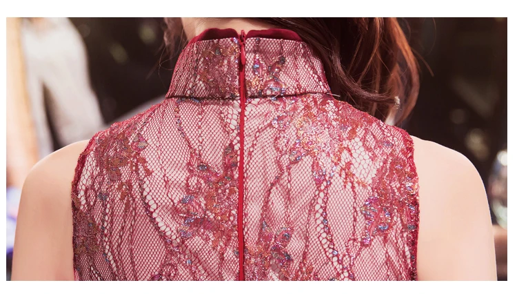 Fashion Sexy Hollow Lace Modern Cheongsam Chinese Evening Dress Summer ...