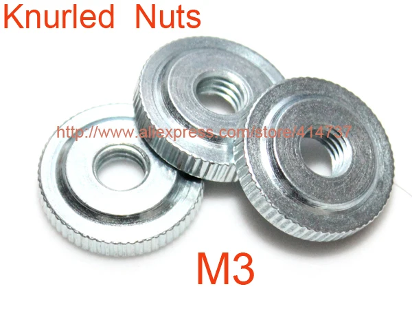 

100pcs/lot High Quality M3 Steel With Znic Flat Head Knurled Hand Nuts
