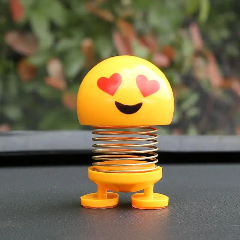 

Funny Car Ornaments Emoji Shaking Head Dolls Car Interior Decoration Accessories Novelty Shaking Head Spring DJ019