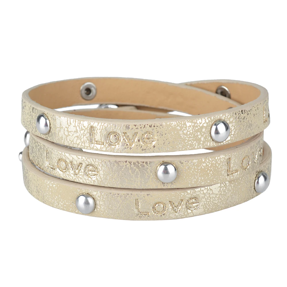 

Kirykle Fashion Bling jewelry Multilayer wrapped bracelet for women Punk rivet bracelet Charm bracelet with lettering