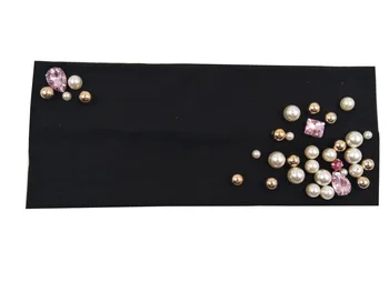 

P17293 Fashion new elastic cotton mix pearl yoga headbands bling bling crysal hair bands plain headband for women