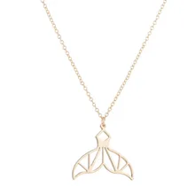 Stainless Steel Jewelry Whale Necklace Fashion Geometric Whale Tail Fish Nautical Necklace For Women