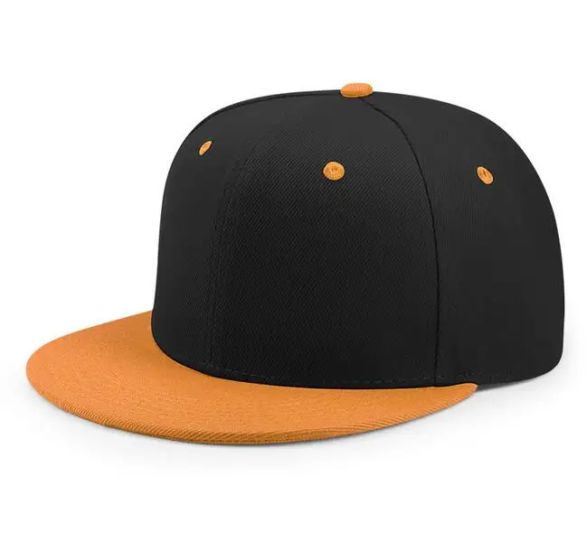 С фабрики бейсбольная кепка Embroidey дети/Дети кепки в стиле хип-хоп Плоские полями Лоскутная бейсбольная кепка с индивидуальным логотипом взрослые солнцезащитные шапки для мальчика - Цвет: orange black