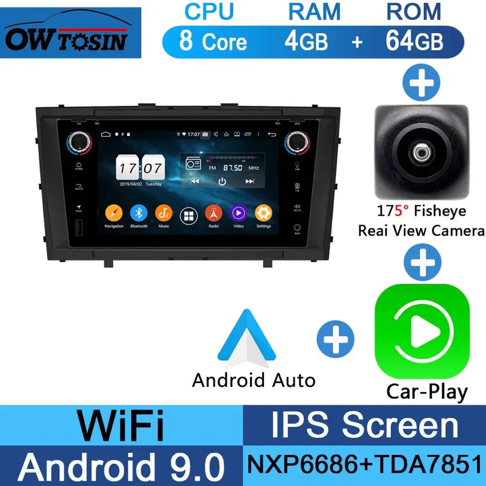 " ips 1024*600 8 ядерный 4G+ 64G Android 9,0 автомобильный dvd-плеер для Toyota Avensis 2009 2010 2011 2012 2013 DSP радио gps - Цвет: Fisheye Carplay n A