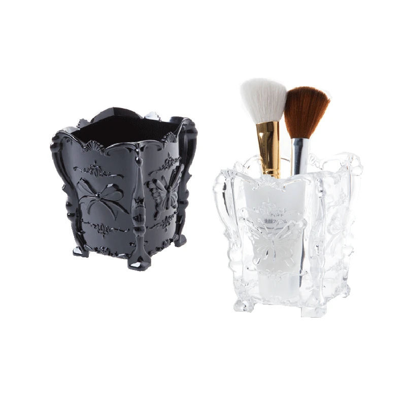 

Butterfly Retro Cosmetic Storage Box Desktop Transparent Makeup Brush Office Articles Organizer Sundries Container