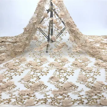 

3D Appliqued Nigerian Lace Fabric 2019 High Quality Lace 3d French Bridal Lace Fabric For African Lace Matrial rf14-88